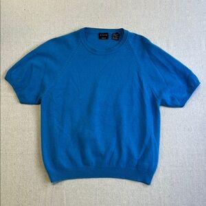 Forte Short-Sleeve Crewneck Sweater in Teal Blue | 100% Cashmere